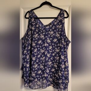 Floral Blue Sleeveless Top